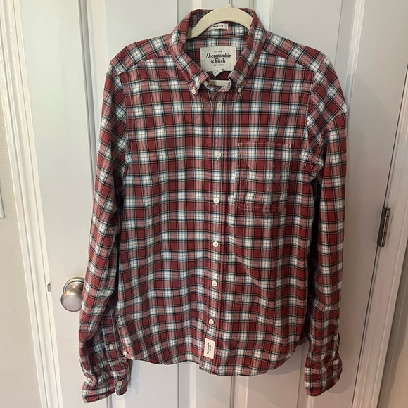 Abercrombie & Fitch Muscle Mens L Plaid Long Sleeve Button Down Shirt - Picture 1 of 6